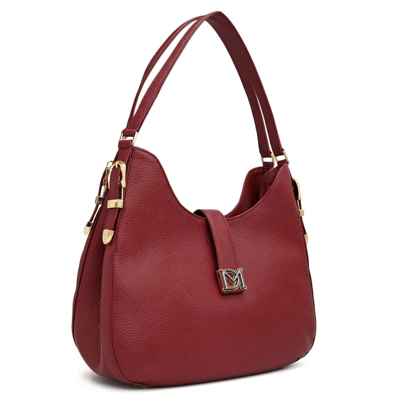 Da Milano Medium Wax Leather Hobo - Cherry